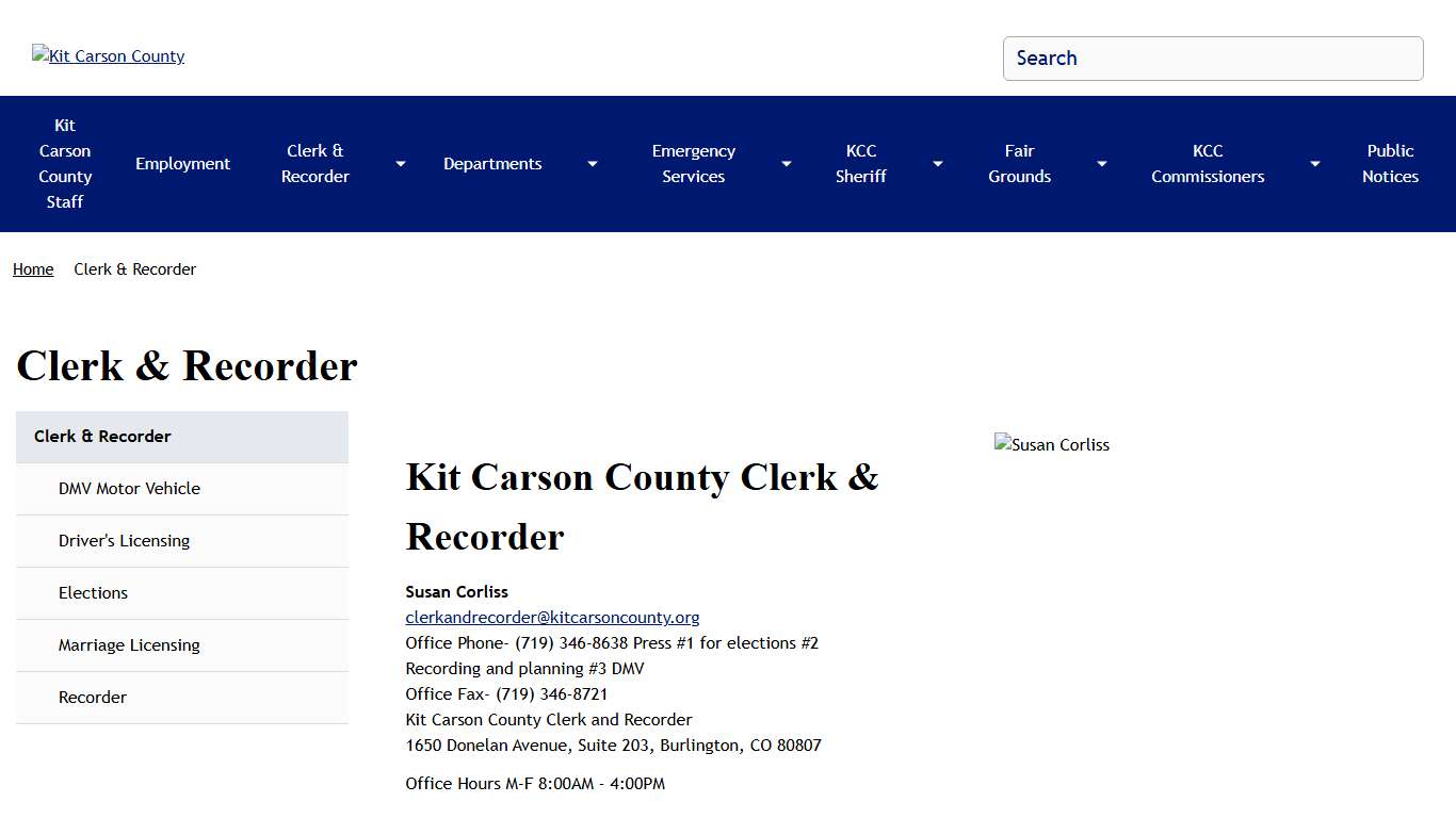 Clerk & Recorder Kit Carson County